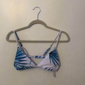 white and blue bathing suit top